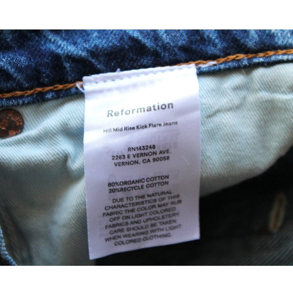 Reformation Hill Mid Rise Kick Flare Jeans 30" / Size 29 / Araceli Blue Relaxed - Picture 11 of 11